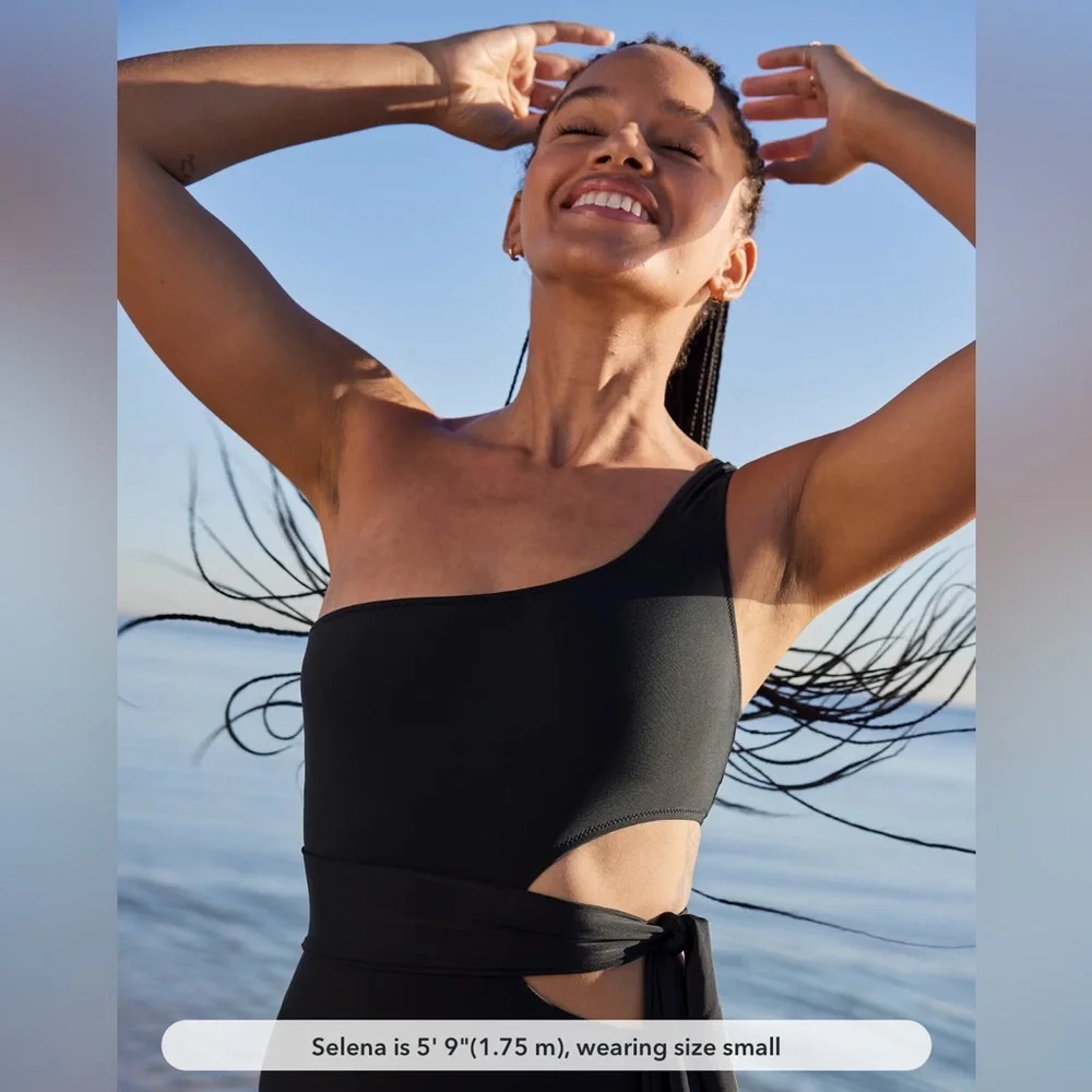 Aerie Cut Out Tie Asymmetrical One Piece Swimsuit - Picture 5 of 7